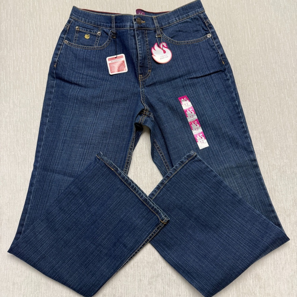 Gloria Vanderbilt Giselle Stretch Bootcut Jeans Womens 12 Short Blue Mid Rise